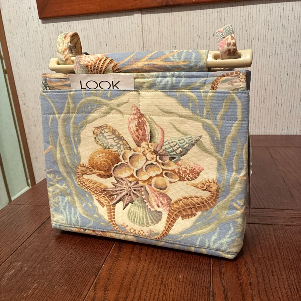 Vintage Toby Weston Tote Purse Canvas Bag Seashells Aquatic